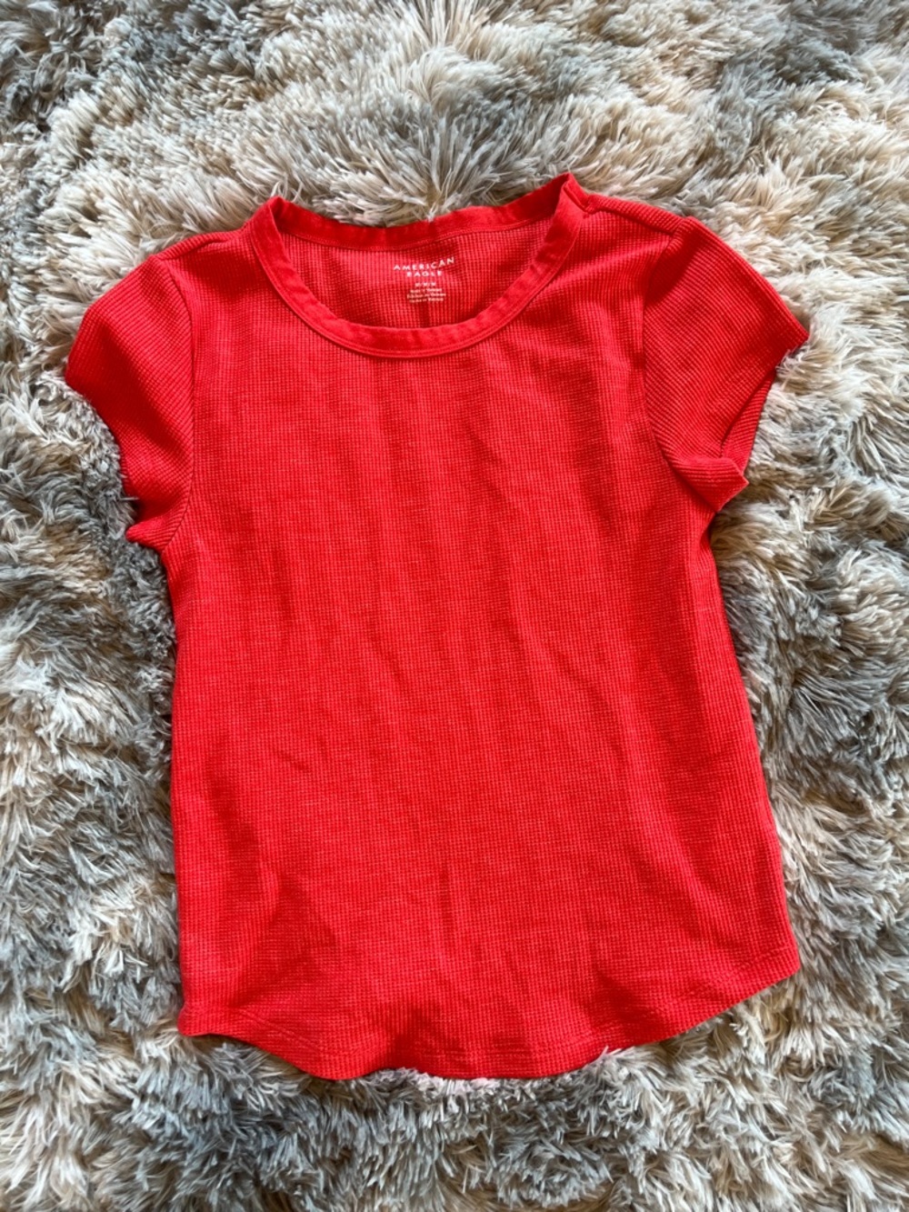 American Eagle Outfitters woman Red Ribbed Short Sleeve Tee